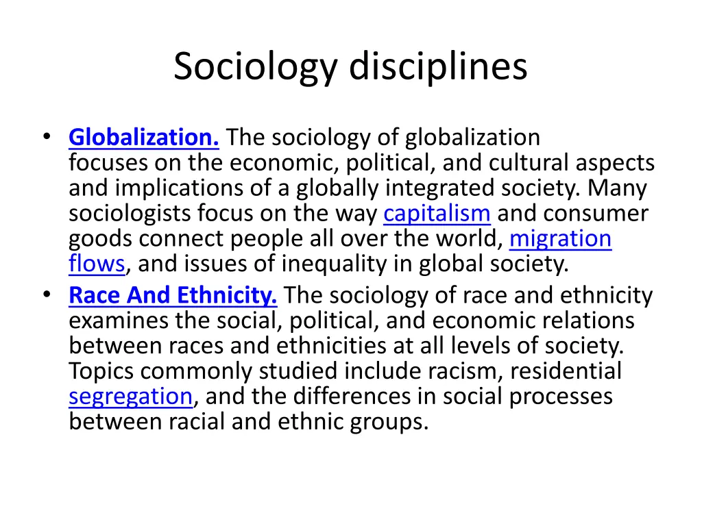 sociology disciplines