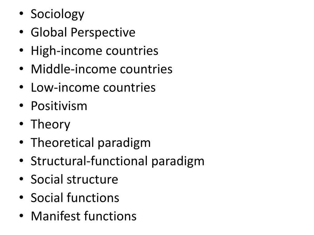 sociology global perspective high income