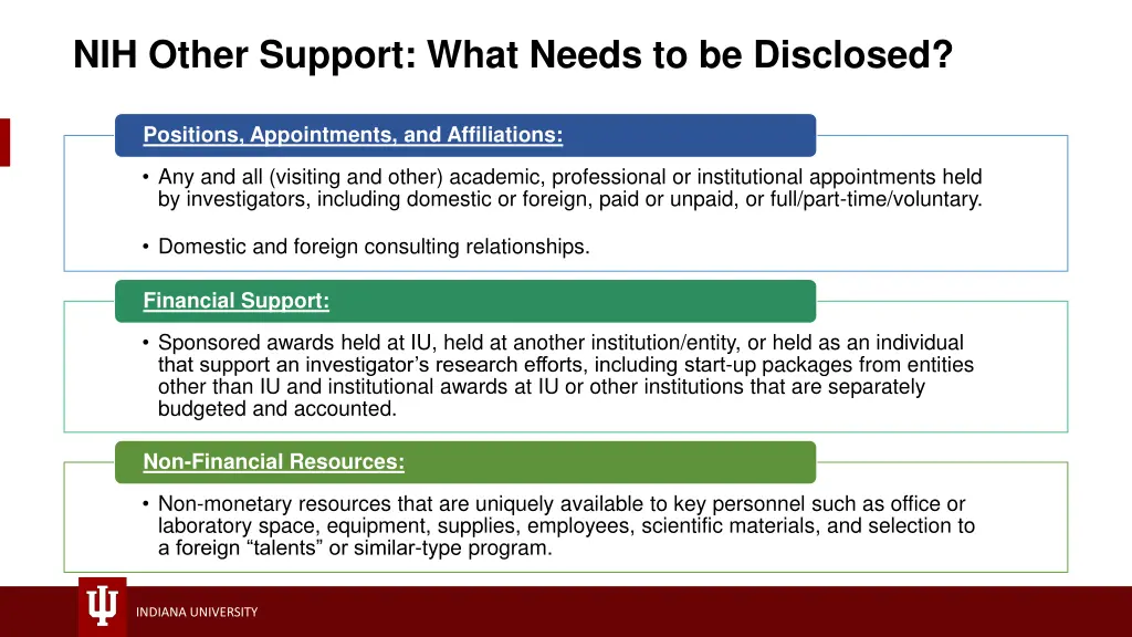 nih other support what needs to be disclosed