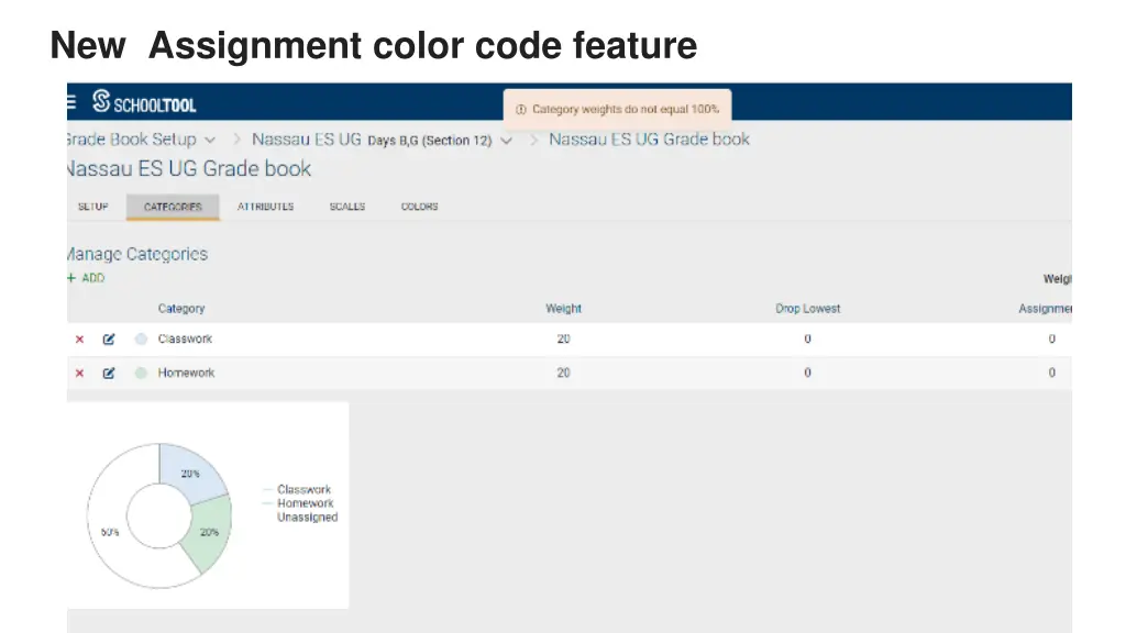 new assignment color code feature