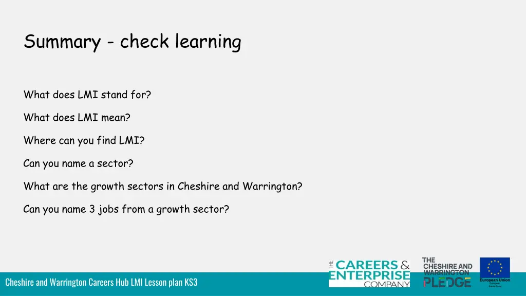 summary check learning