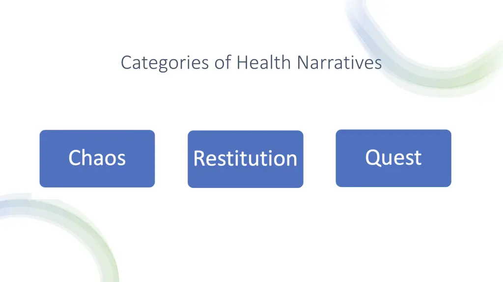 categories of health narratives