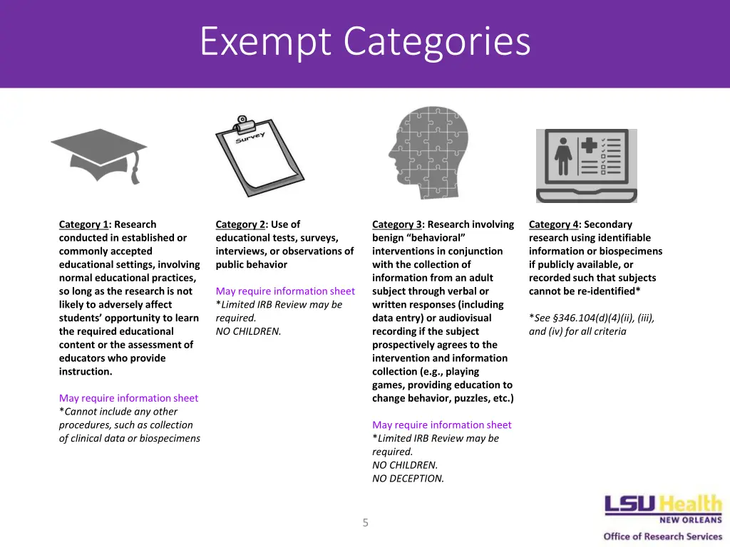 exempt categories