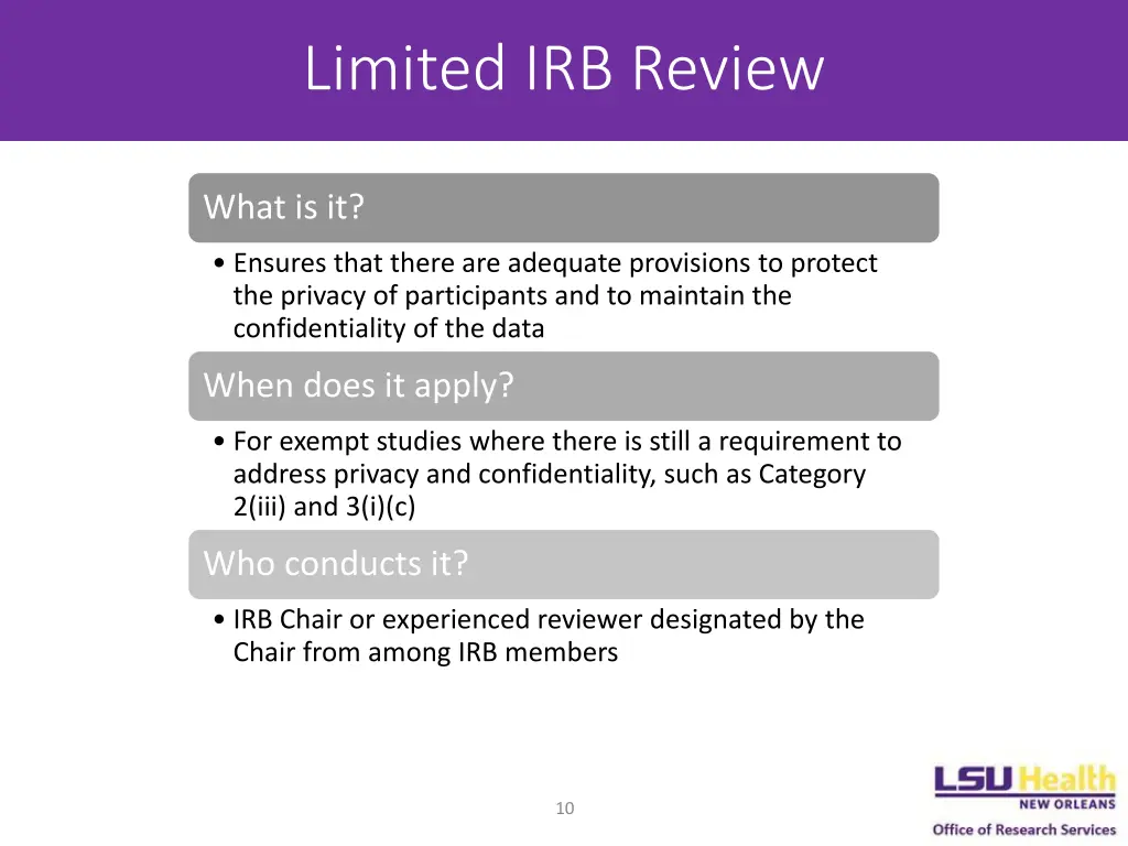 limited irb review