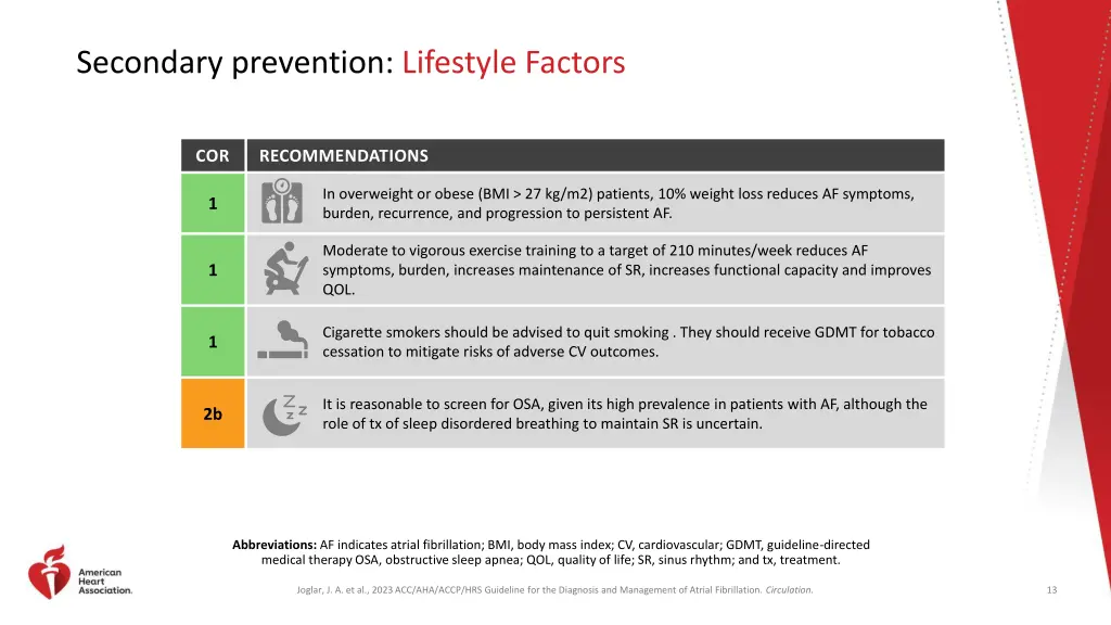 secondary prevention lifestyle factors