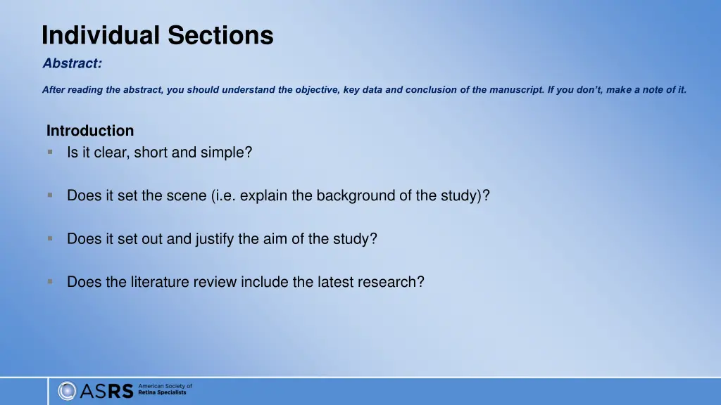 individual sections abstract