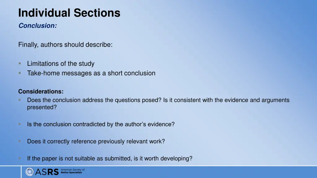 individual sections conclusion