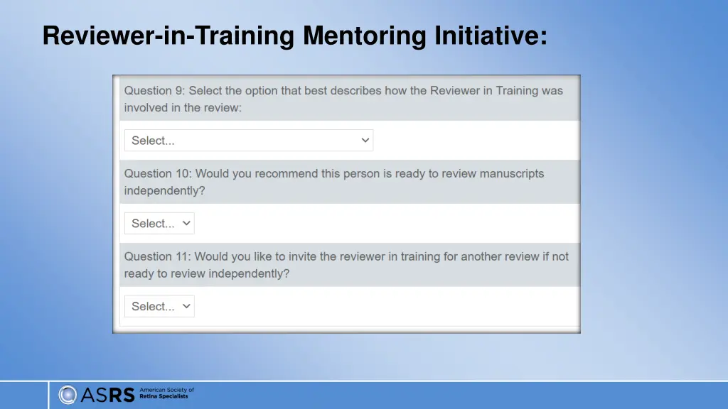 reviewer in training mentoring initiative 1