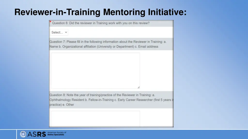 reviewer in training mentoring initiative