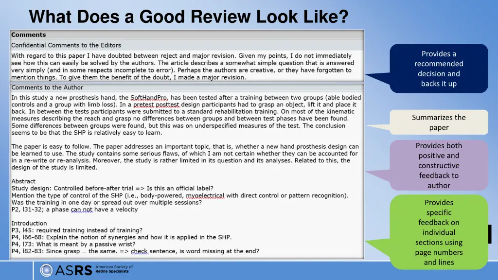 what does a good review look like