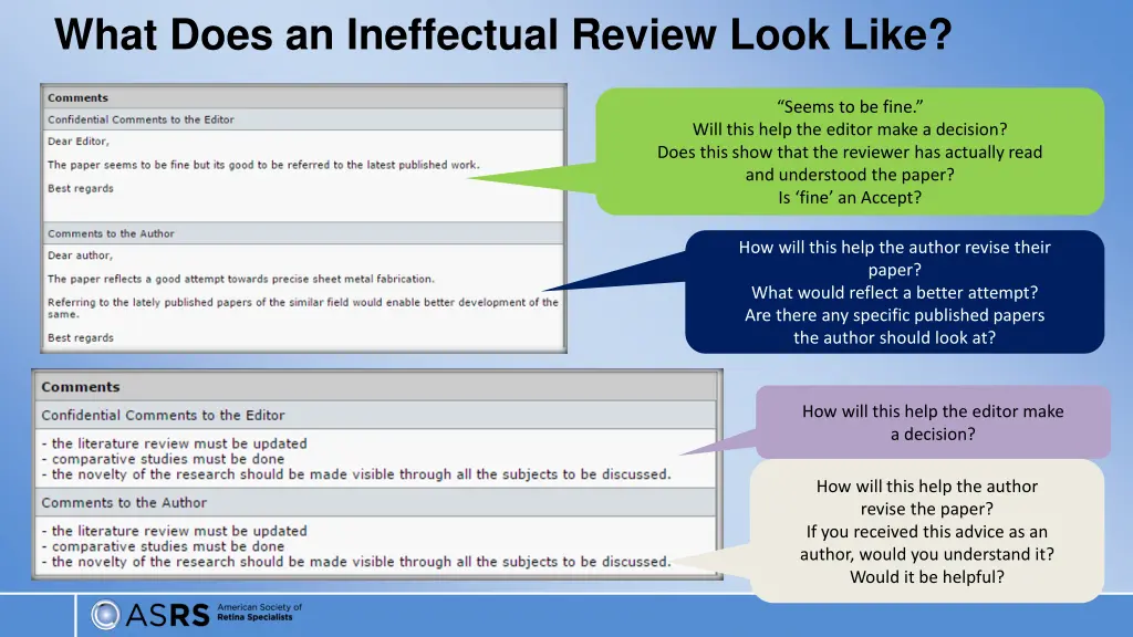 what does an ineffectual review look like