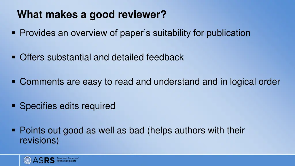 what makes a good reviewer 1