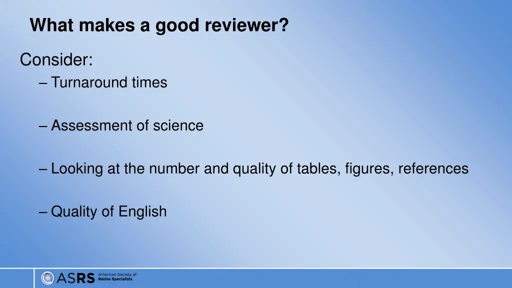 what makes a good reviewer