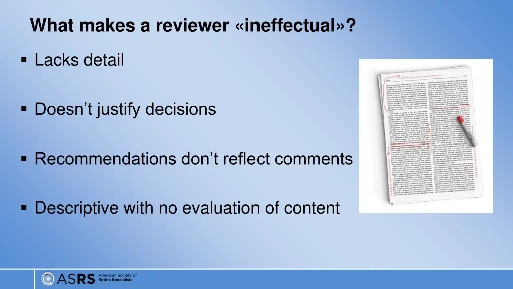 what makes a reviewer ineffectual