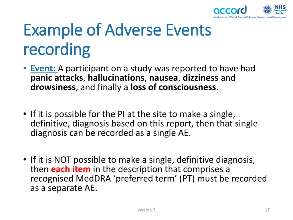 example of adverse events example of adverse