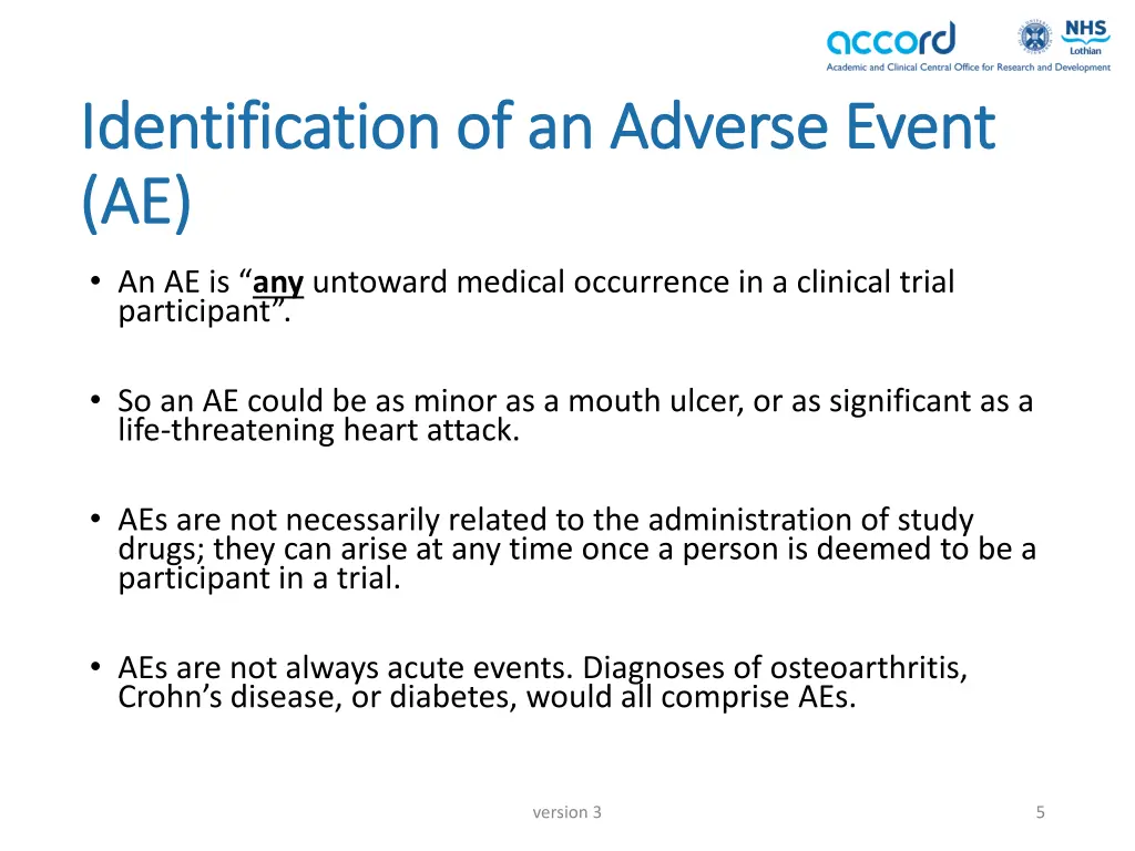 identification of an adverse event identification