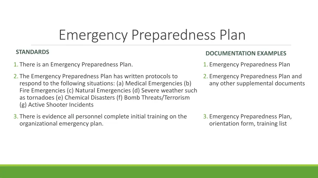 emergency preparedness plan