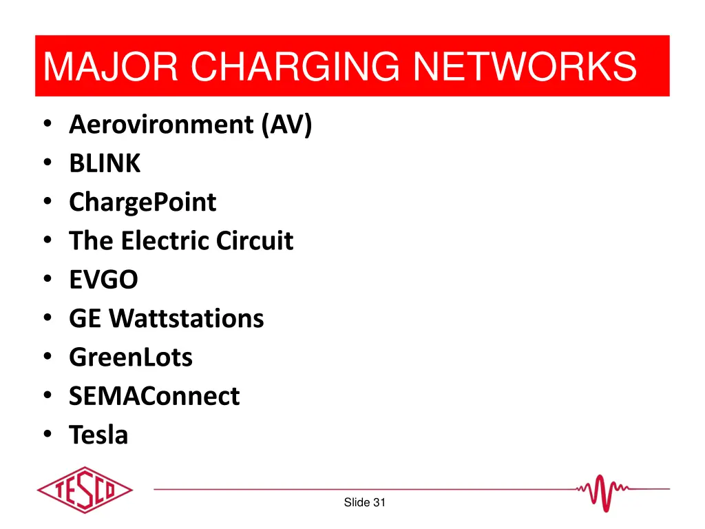 major charging networks