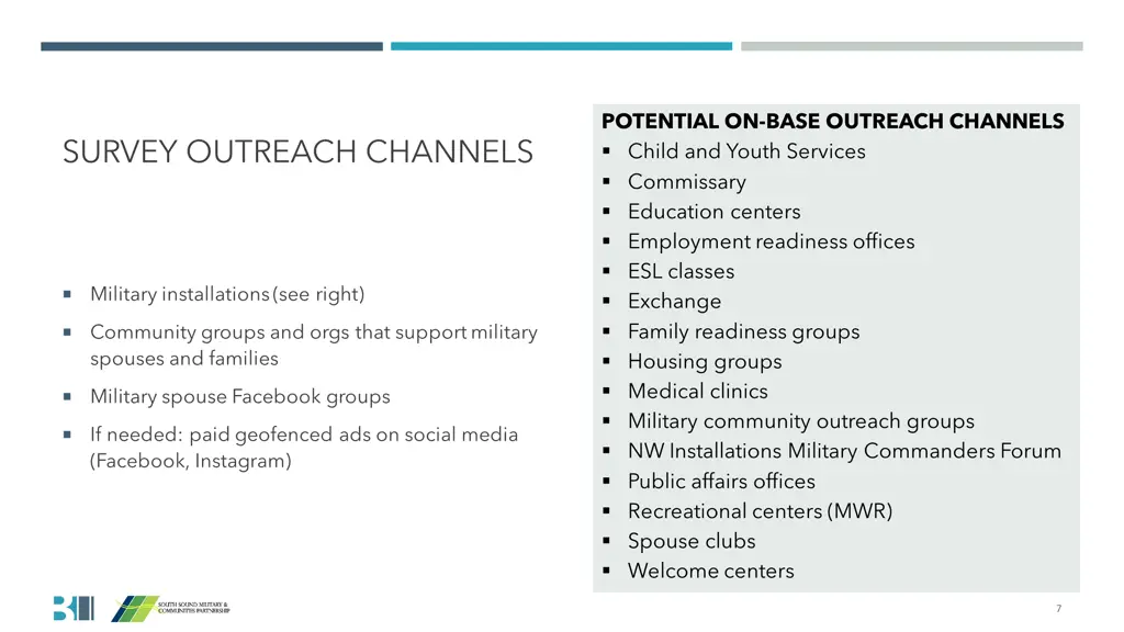 potential on base outreach channels child