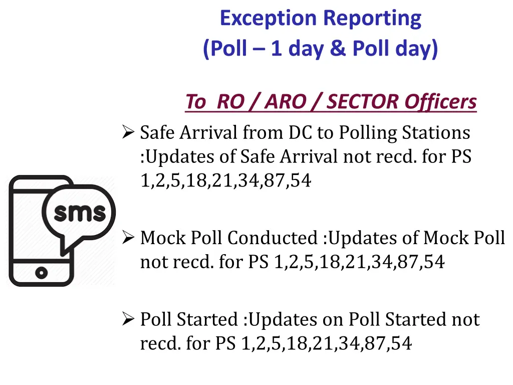 exception reporting poll 1 day poll day