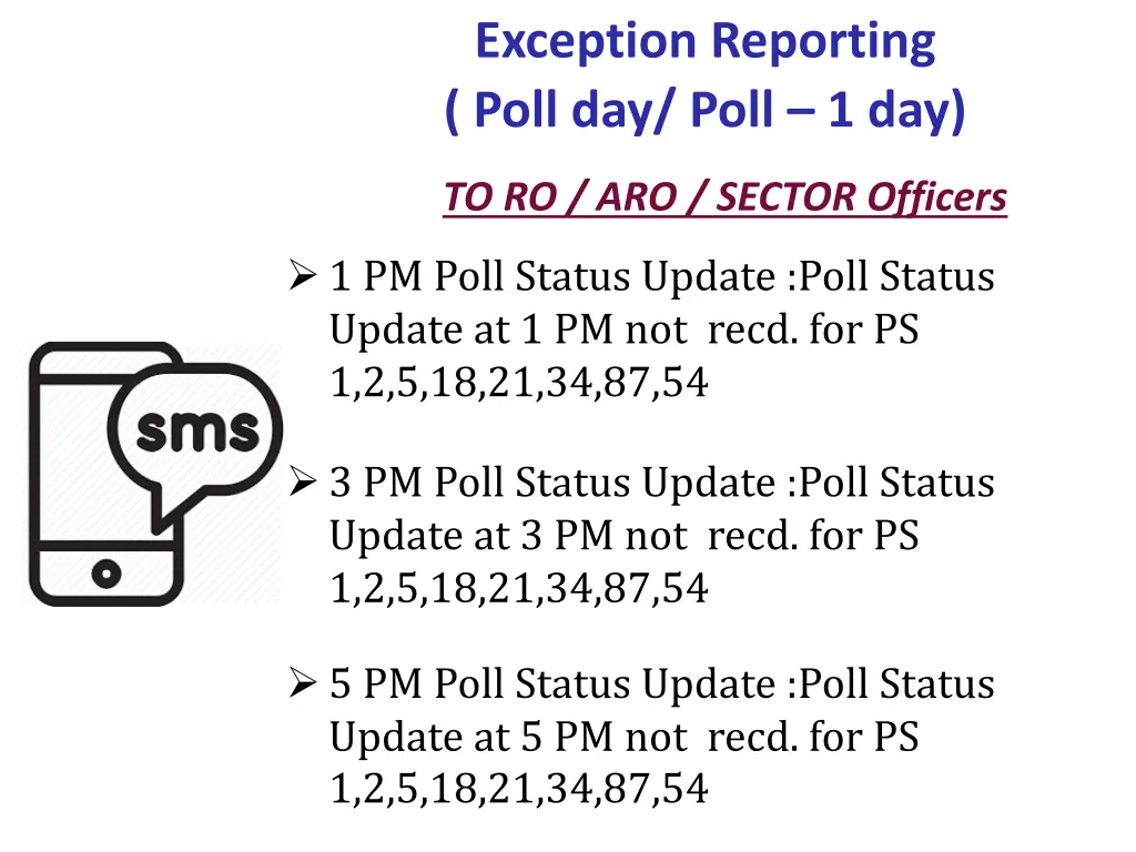 exception reporting poll day poll 1 day 1