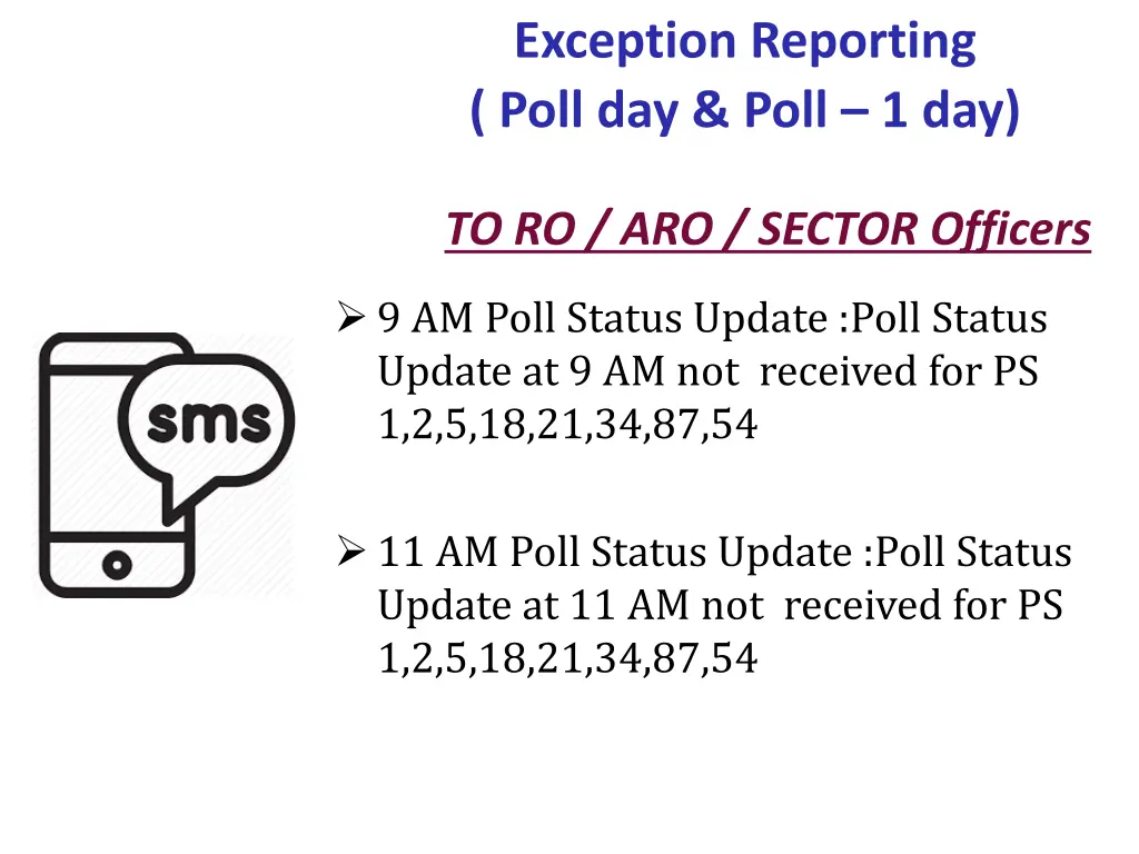 exception reporting poll day poll 1 day