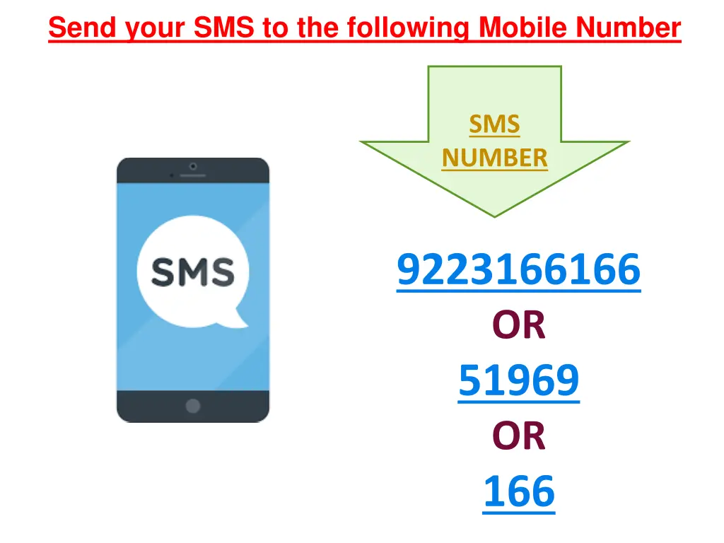 send your sms to the following mobile number