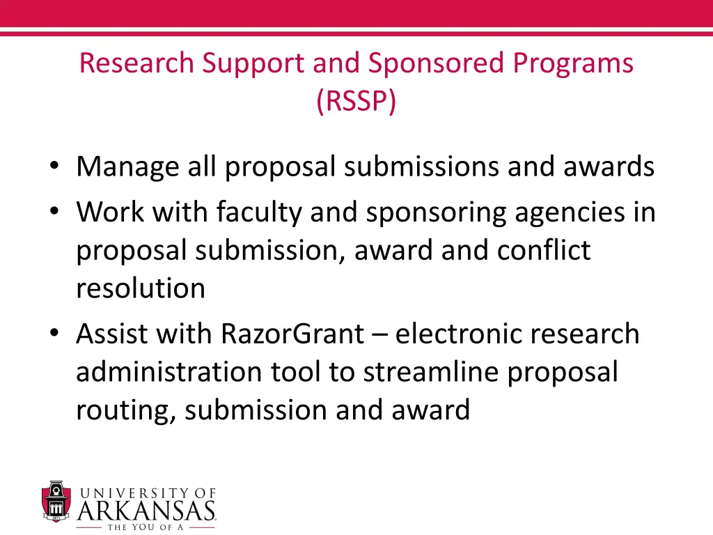 research support and sponsored programs rssp