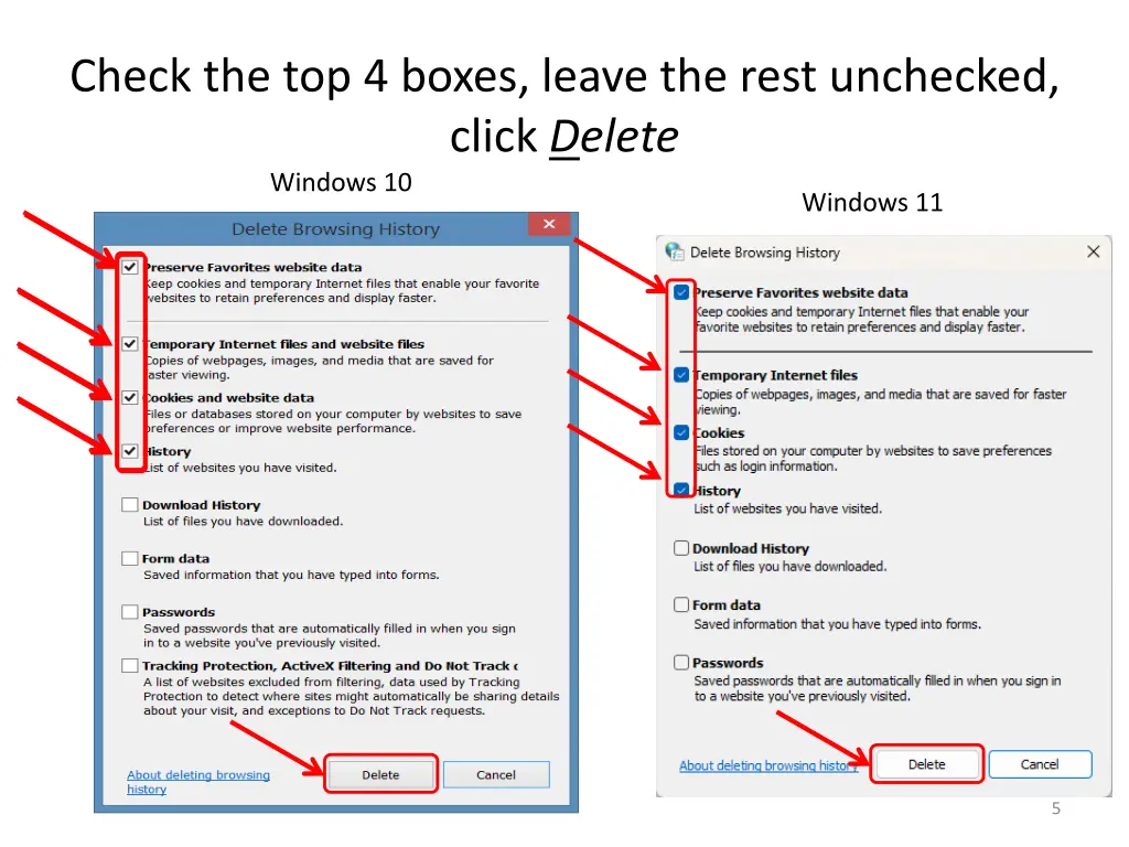 check the top 4 boxes leave the rest unchecked