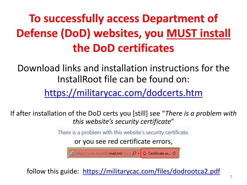 to successfully access department of defense