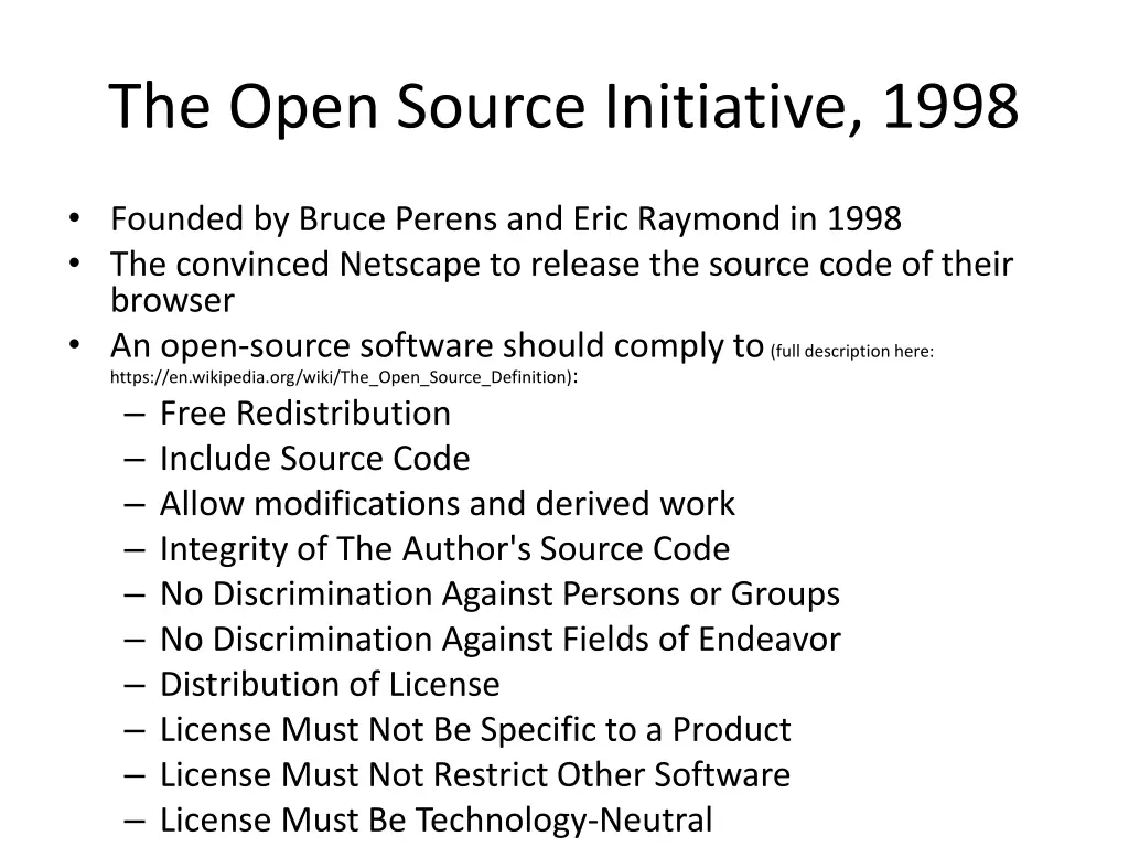 the open source initiative 1998