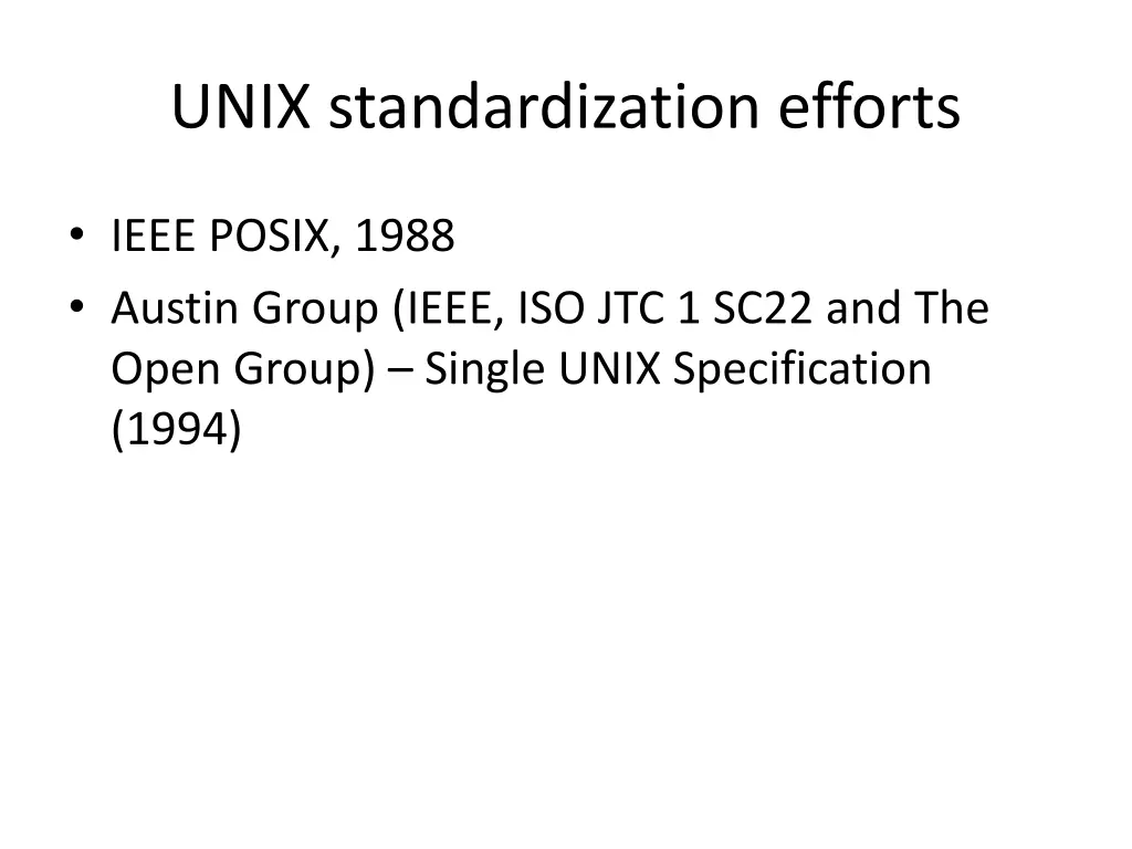 unix standardization efforts