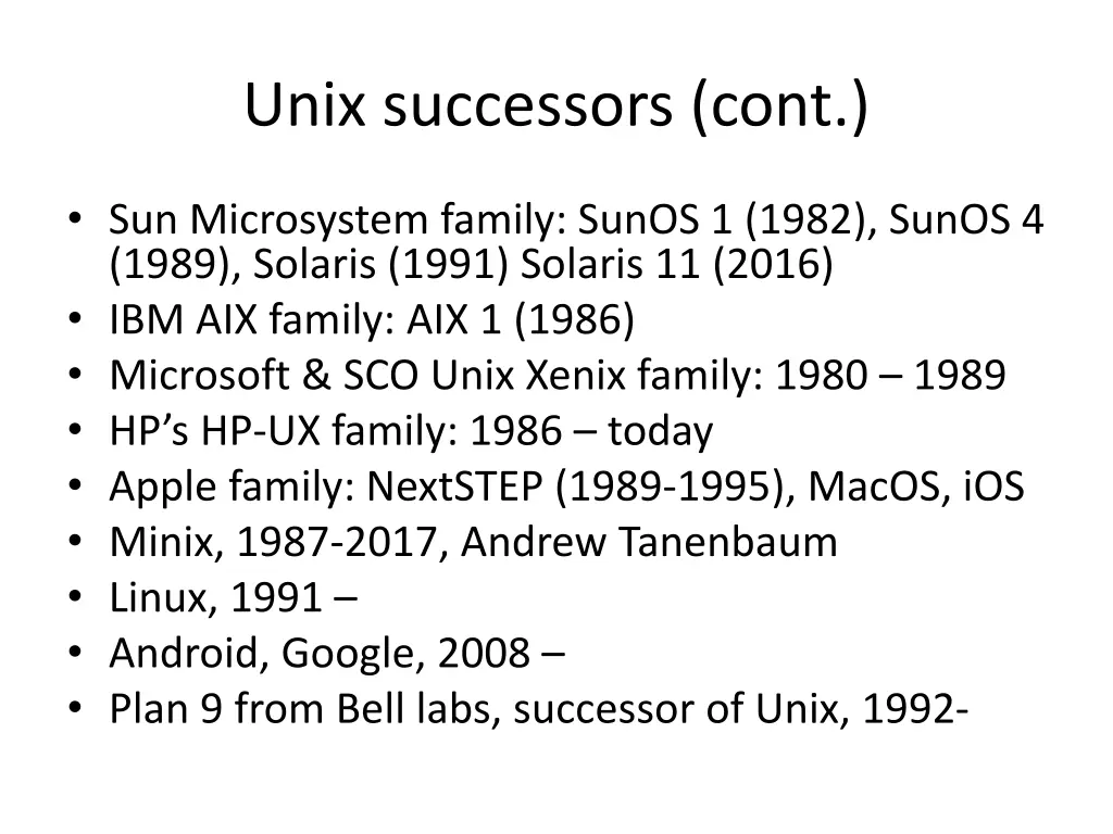 unix successors cont 1