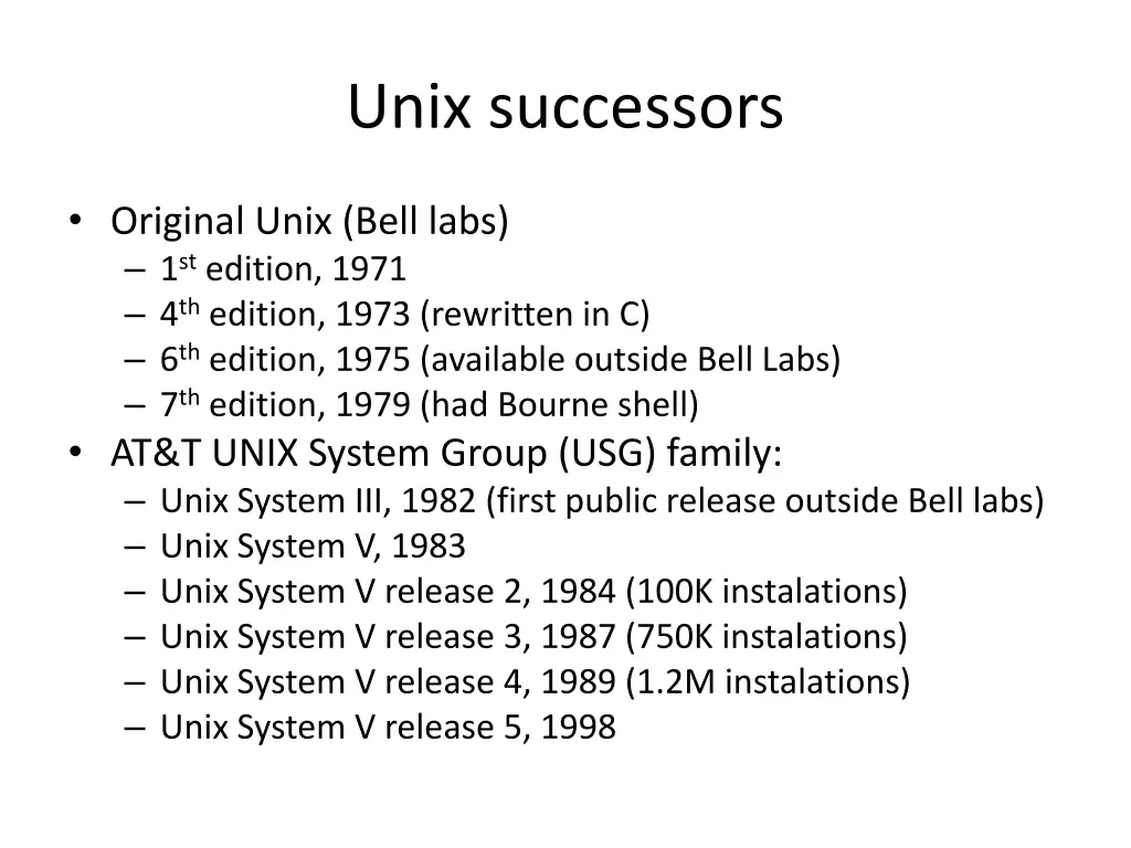 unix successors