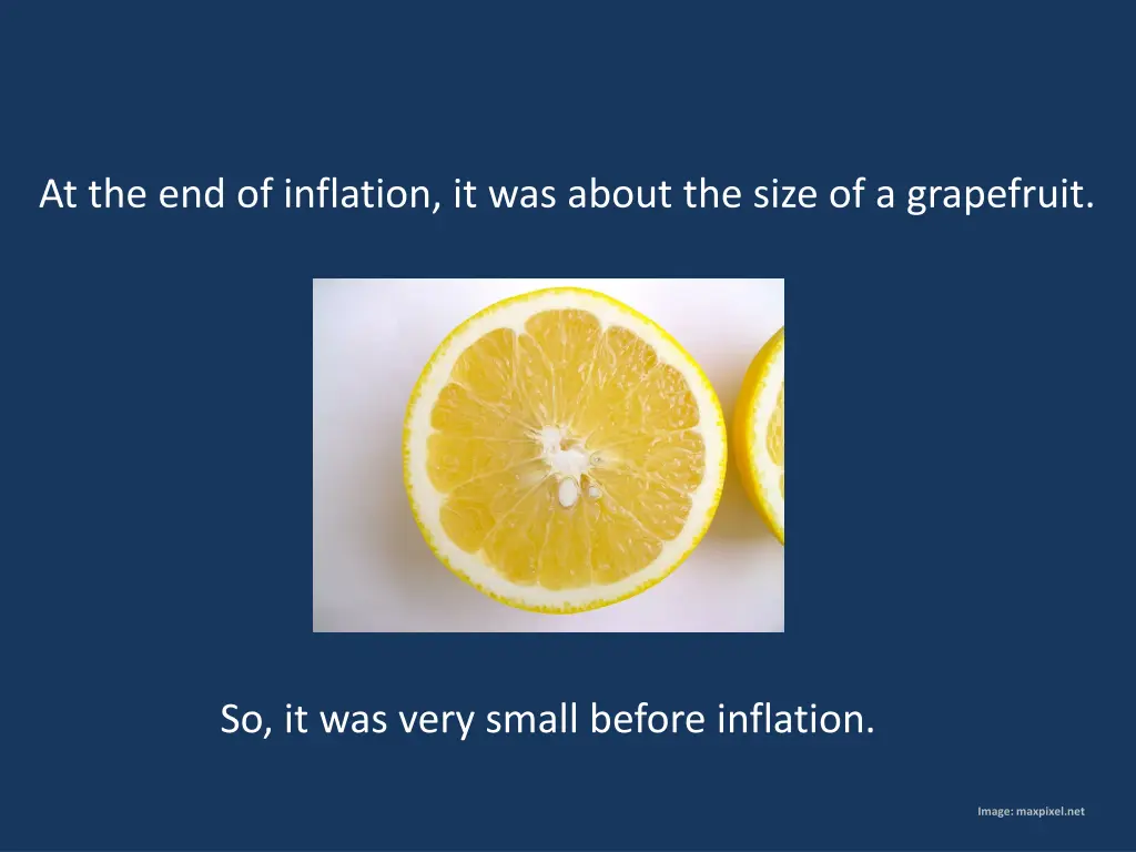 at the end of inflation it was about the size