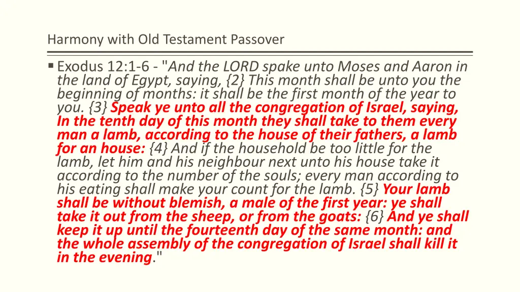 harmony with old testament passover 1