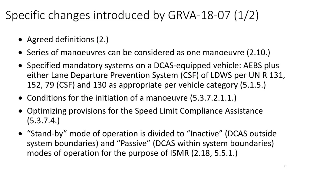 specific changes introduced by grva 18 07 1 2