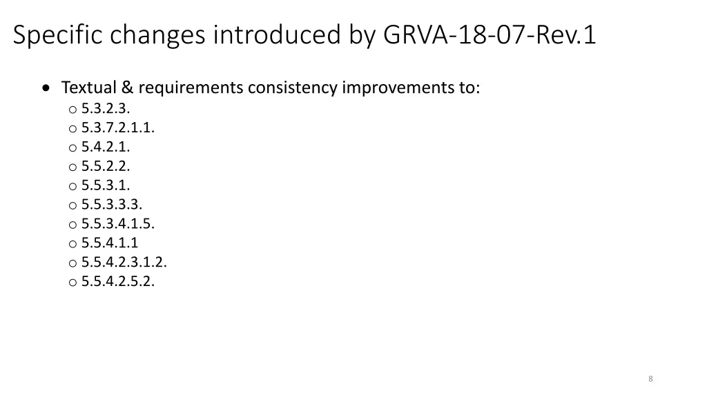 specific changes introduced by grva 18 07 rev 1