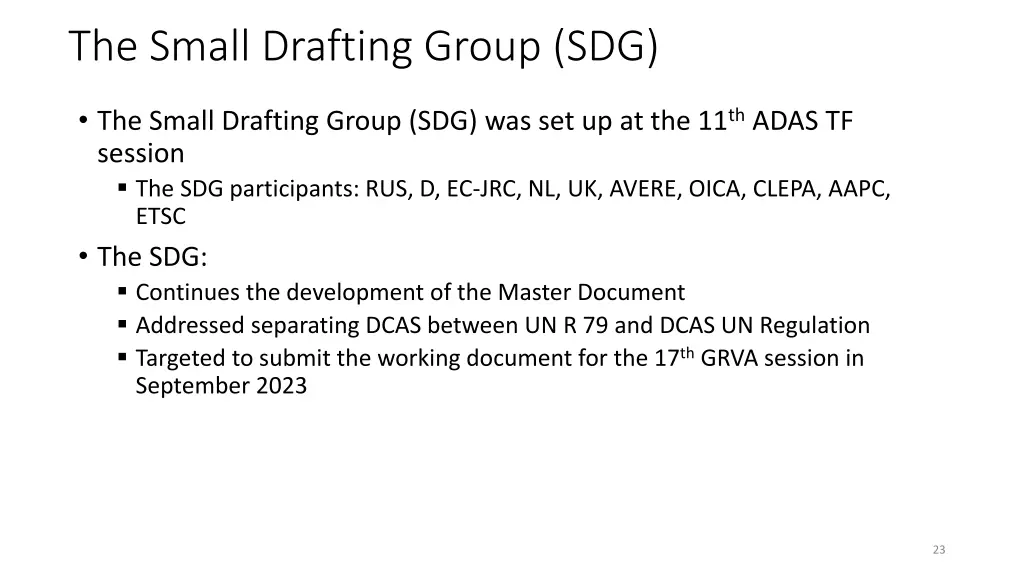 the small drafting group sdg