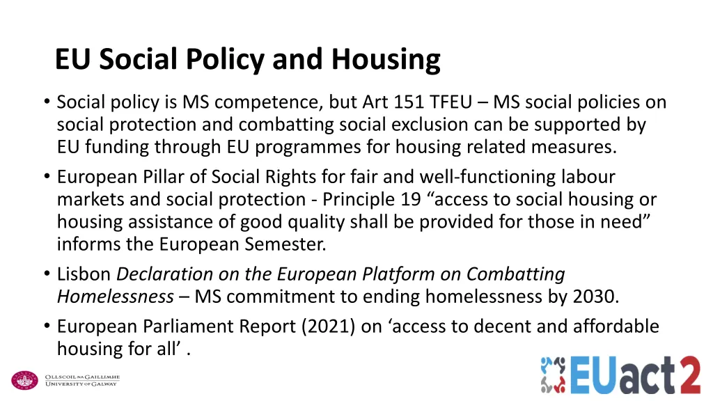 eu social policy and housing