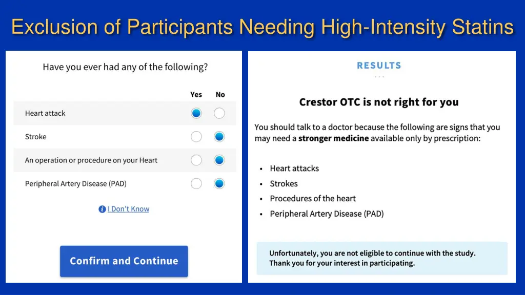 exclusion of participants needing high intensity