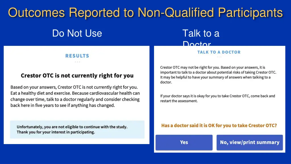 outcomes reported to non qualified participants