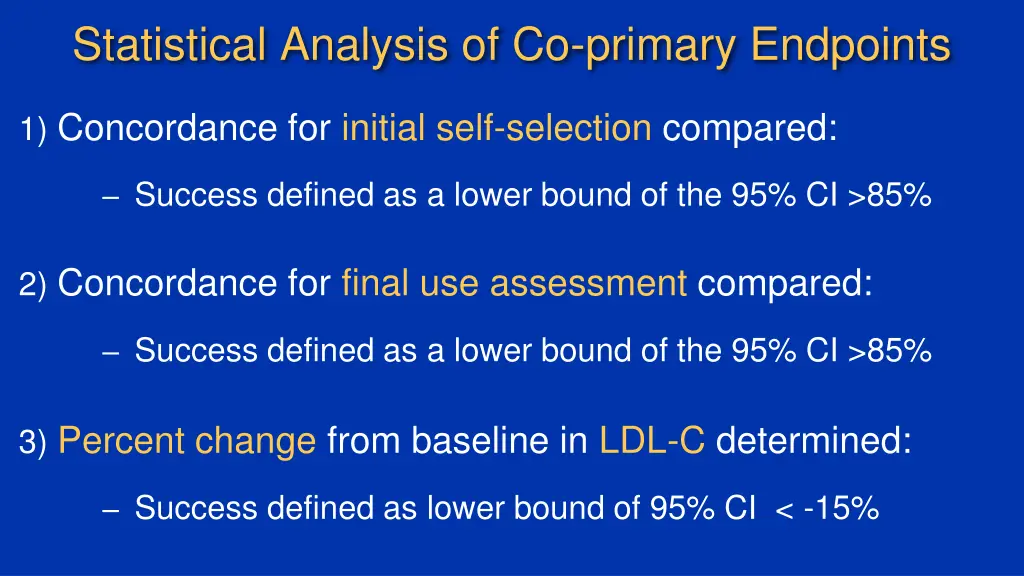 statistical analysis of co primary endpoints