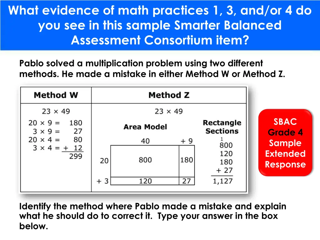 what evidence of math practices