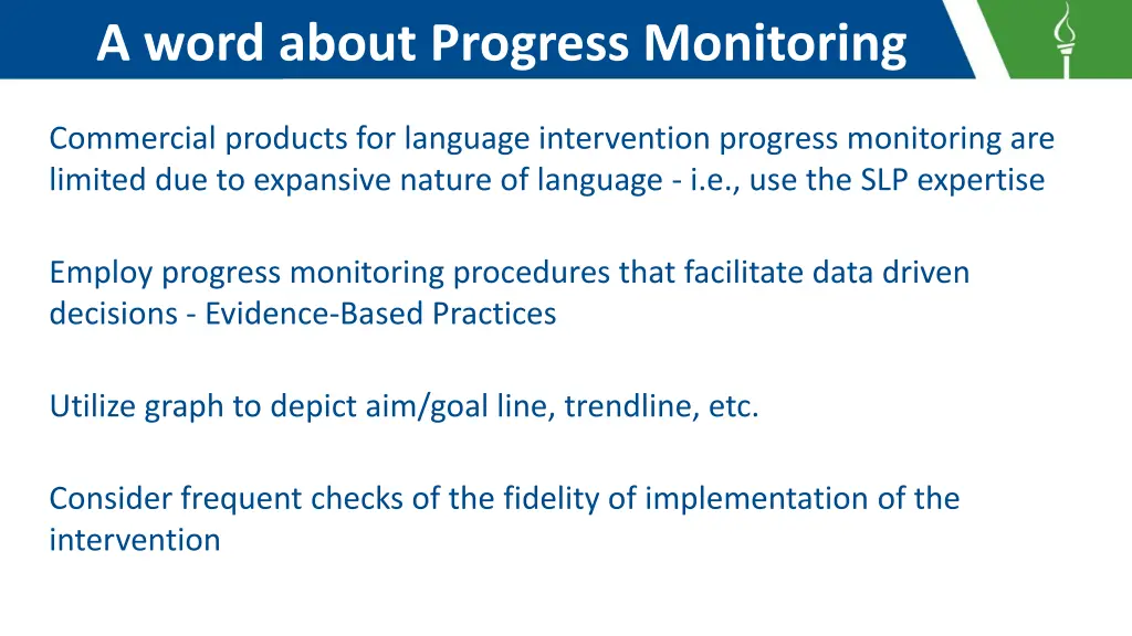 a word about progress monitoring