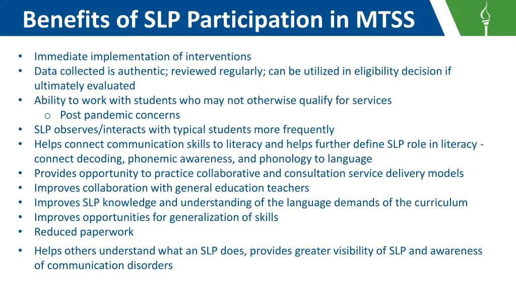 benefits of slp participation in mtss