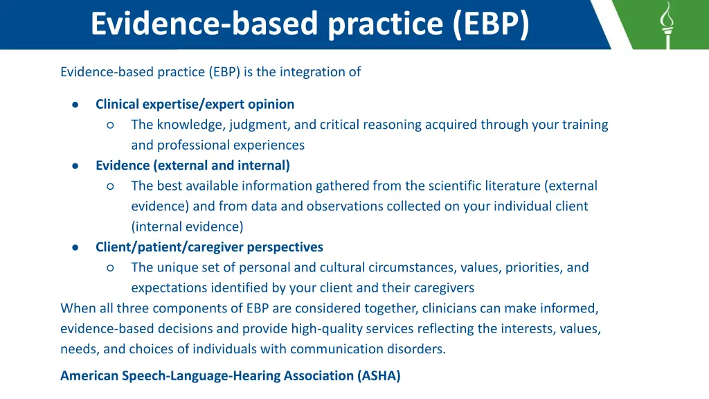 evidence based practice ebp