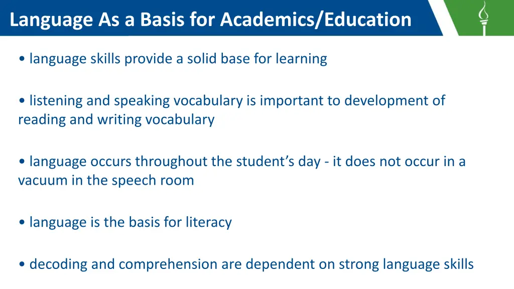 language as a basis for academics education