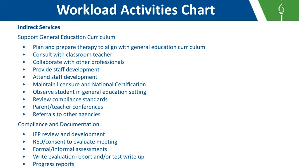 workload activities chart 1