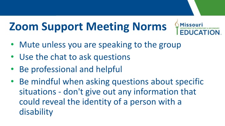 zoom support meeting norms